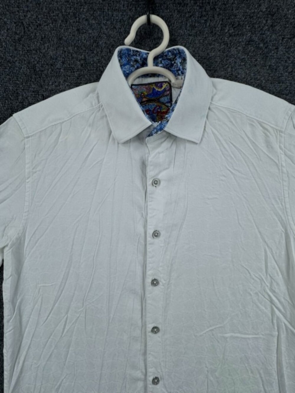 Robert Graham Logo Classic Cotton Mens White Small Luxury Button Up Long Sleeve